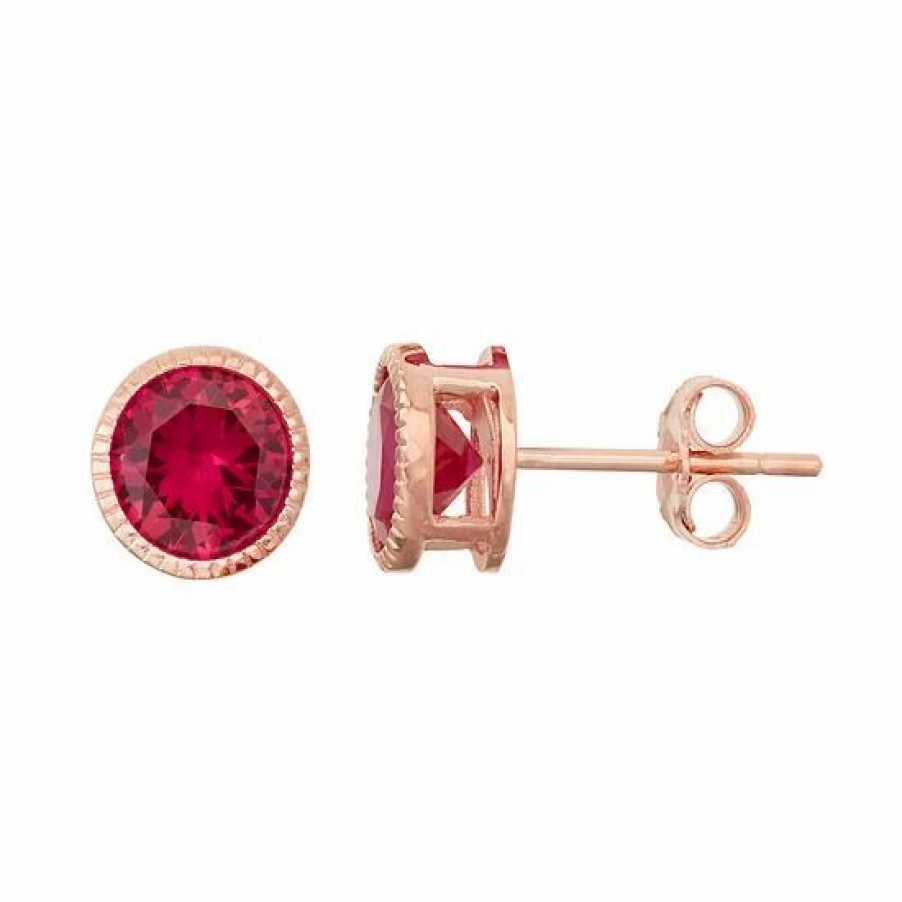 * Designs By Gioelli 14K Rose Gold Over Silver Lab-Created Ruby Stud Earrings | Jewelry