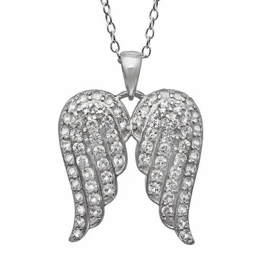 * Designs By Gioelli Sterling Silver Lab-Created White Sapphire Angel Wing Pendant | Jewelry