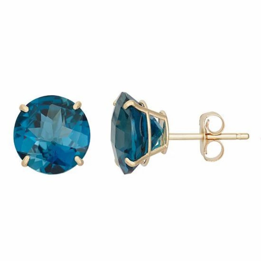 * Designs By Gioelli London Blue Topaz 10K Gold Stud Earrings | Jewelry