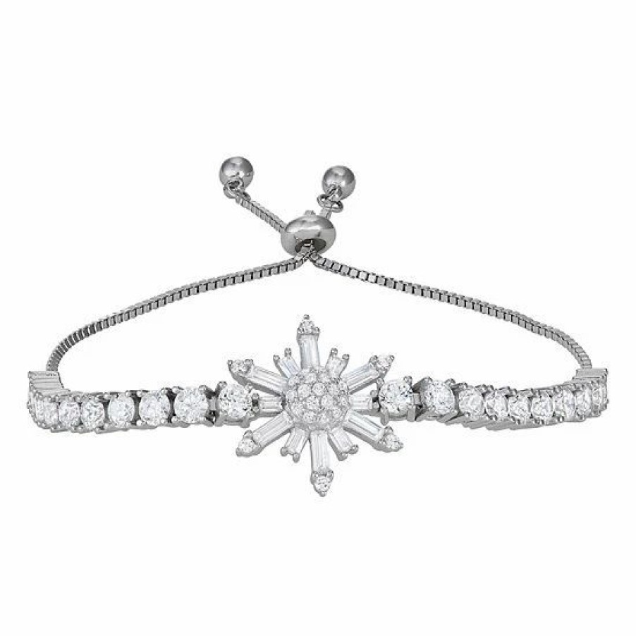 * Designs By Gioelli Sterling Silver Cubic Zirconia Adjustable Snowflake Bracelet | Jewelry