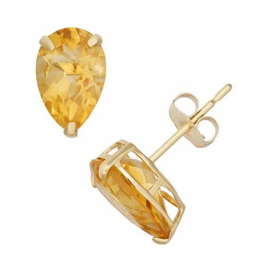 * Designs By Gioelli Citrine 10K Gold Teardrop Stud Earrings | Jewelry