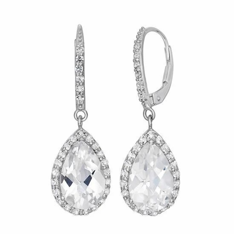 * Designs By Gioelli Lab-Created White Sapphire Sterling Silver Halo Teardrop Earrings | Jewelry