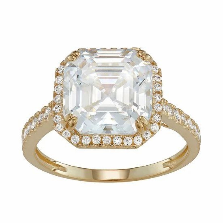 * Designs By Gioelli 10K Gold Asscher Cut Cubic Zirconia Halo Ring | Jewelry