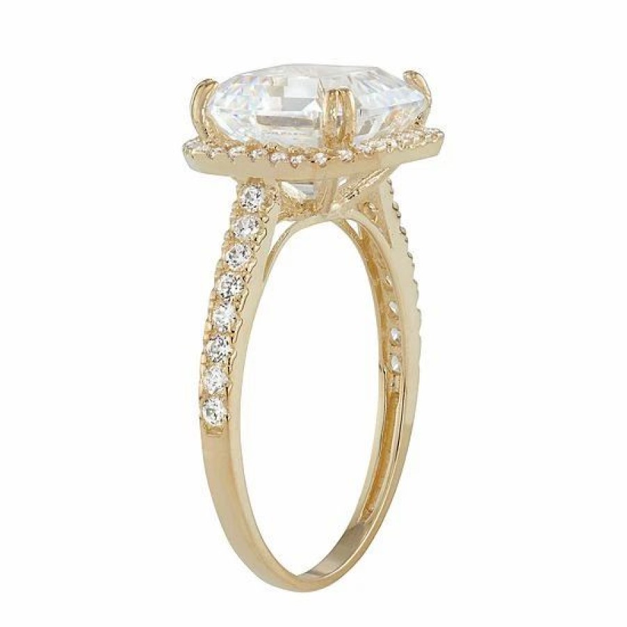 * Designs By Gioelli 10K Gold Asscher Cut Cubic Zirconia Halo Ring | Jewelry