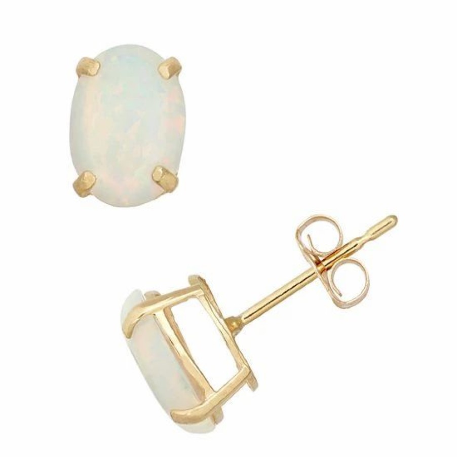 * Designs By Gioelli Lab-Created Opal 10K Gold Oval Stud Earrings | Jewelry