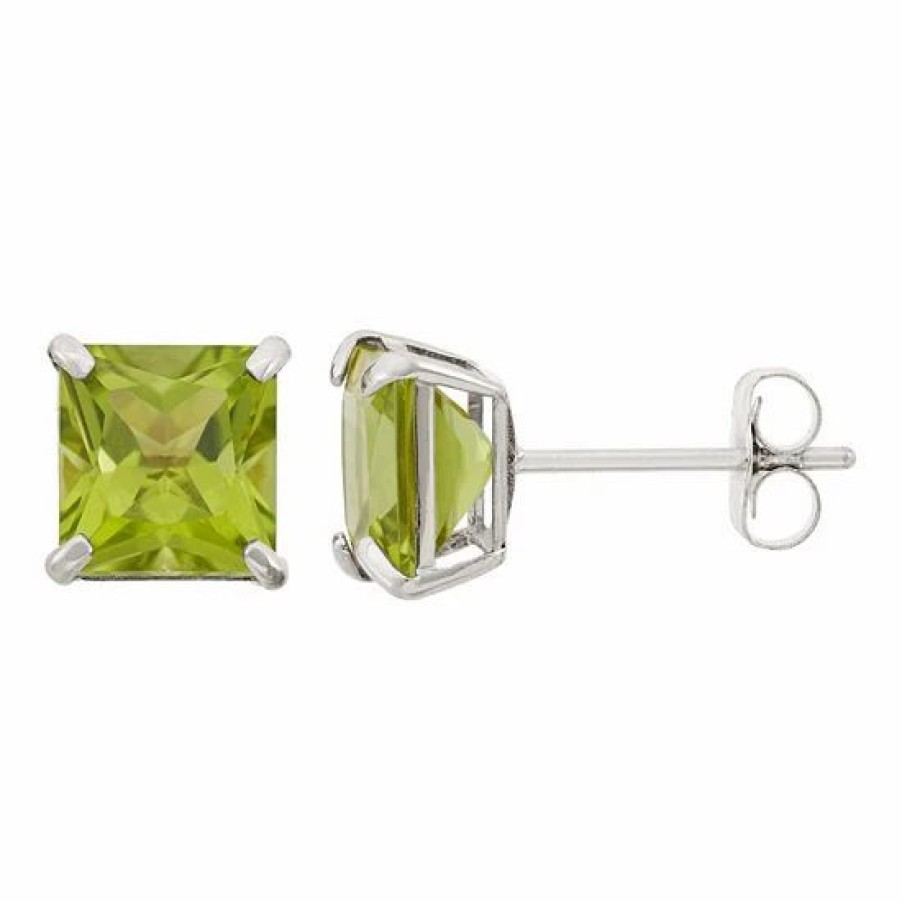 * Designs By Gioelli Peridot 10K White Gold Stud Earrings | Jewelry