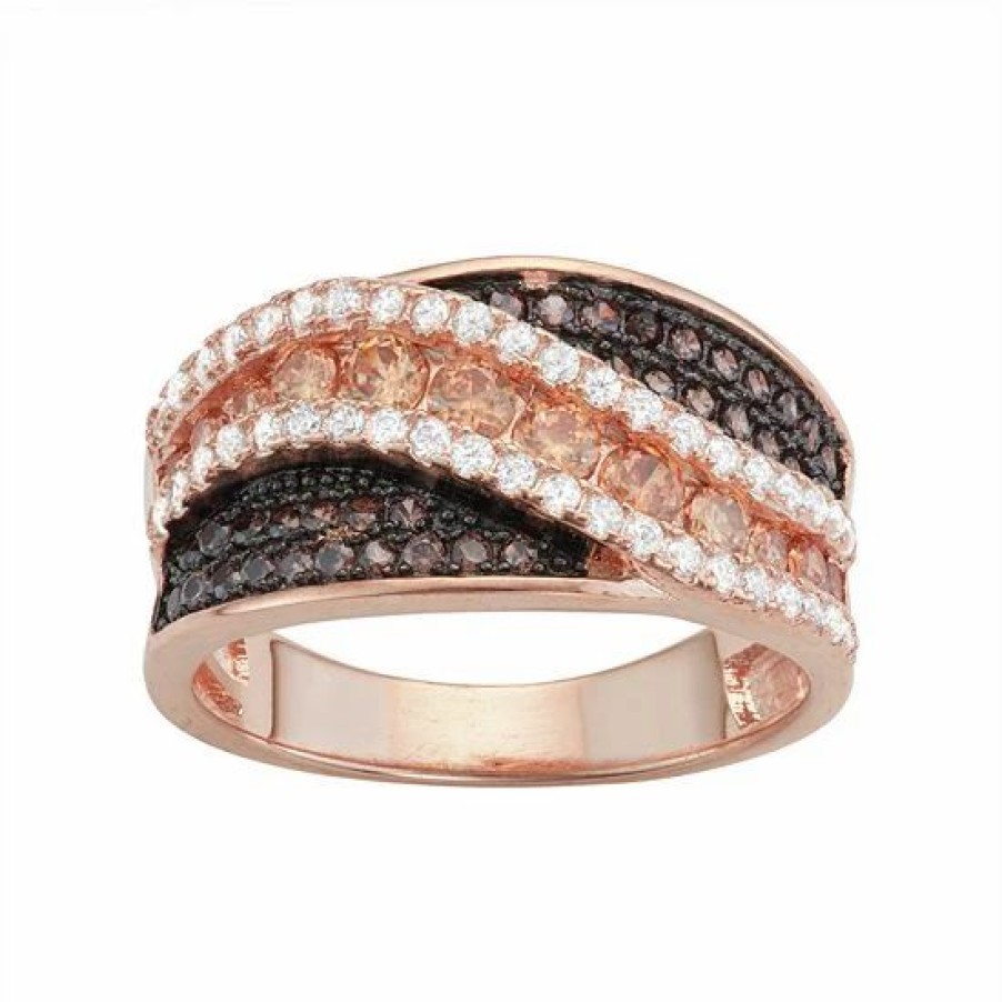 * Designs By Gioelli 14K Rose Gold Over Silver Cubic Zirconia Swirl Ring | Jewelry