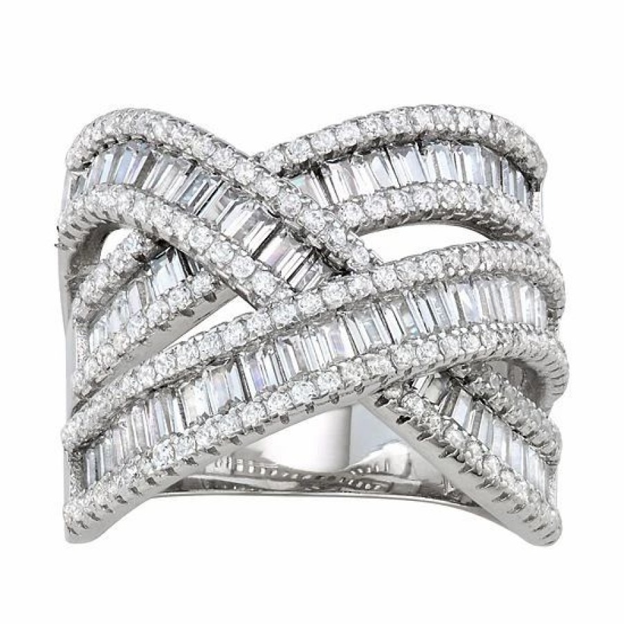 * Designs By Gioelli Sterling Silver Cubic Zirconia Triple Crossover Ring | Jewelry