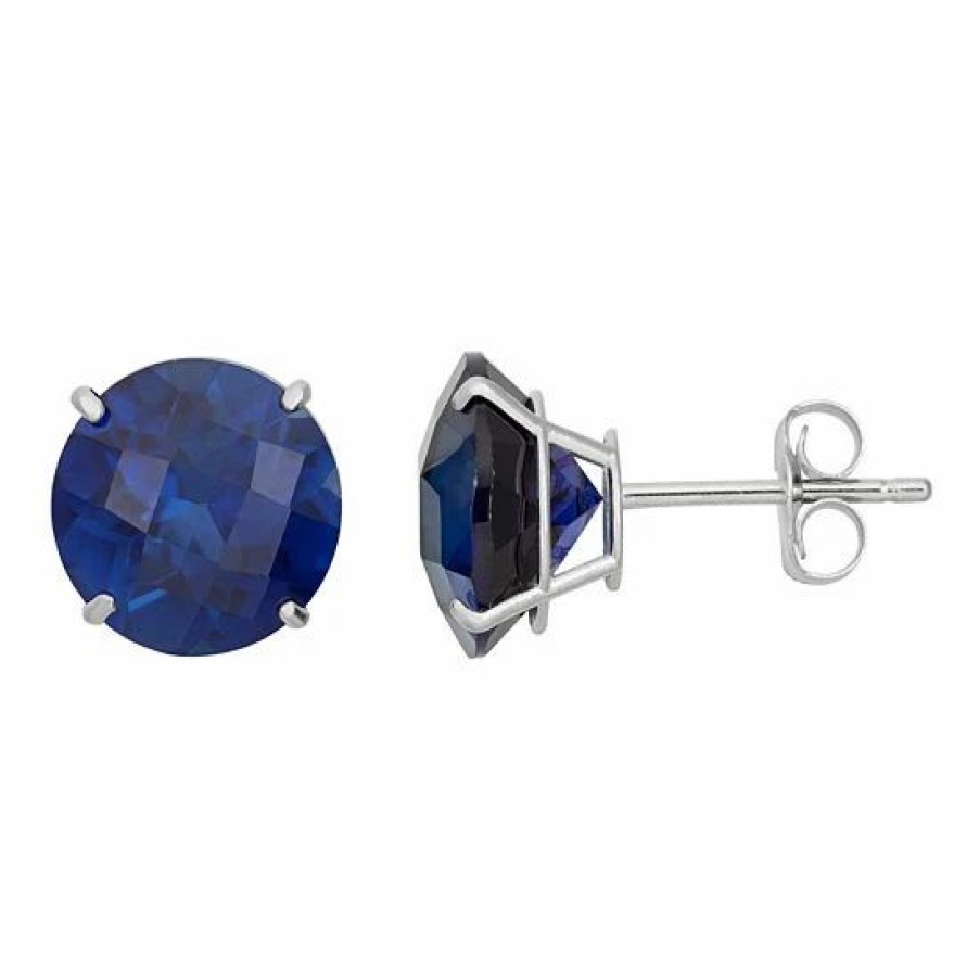 * Designs By Gioelli Lab-Created Sapphire 10K White Gold Stud Earrings | Jewelry