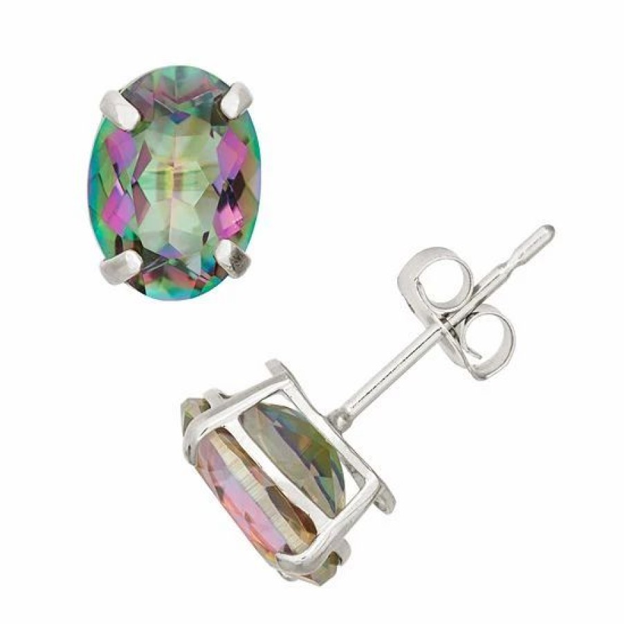 * Designs By Gioelli Mystic Topaz 10K White Gold Oval Stud Earrings | Jewelry