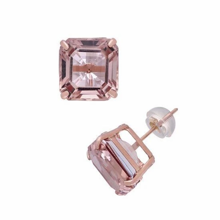 * Designs By Gioelli 14K Rose Gold Simulated Morganite Stud Earrings | Jewelry