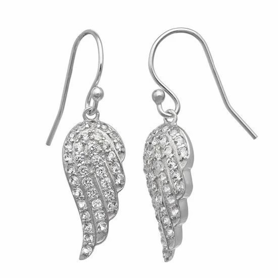 * Designs By Gioelli Sterling Silver Lab-Created White Sapphire Angel Wing Drop Earrings | Jewelry