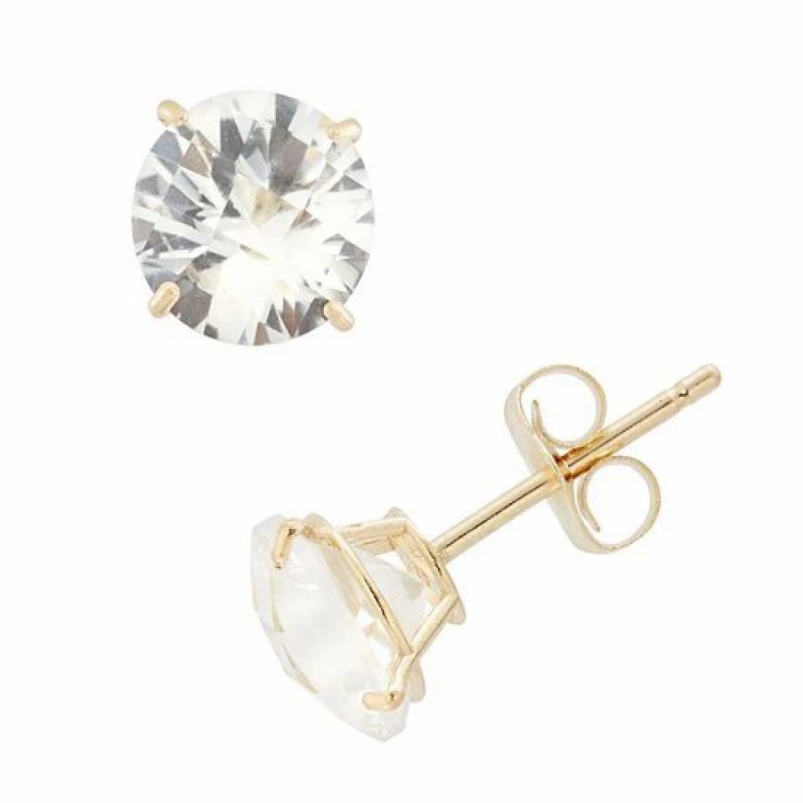 * Designs By Gioelli Lab-Created White Sapphire 10K Gold Stud Earrings | Jewelry