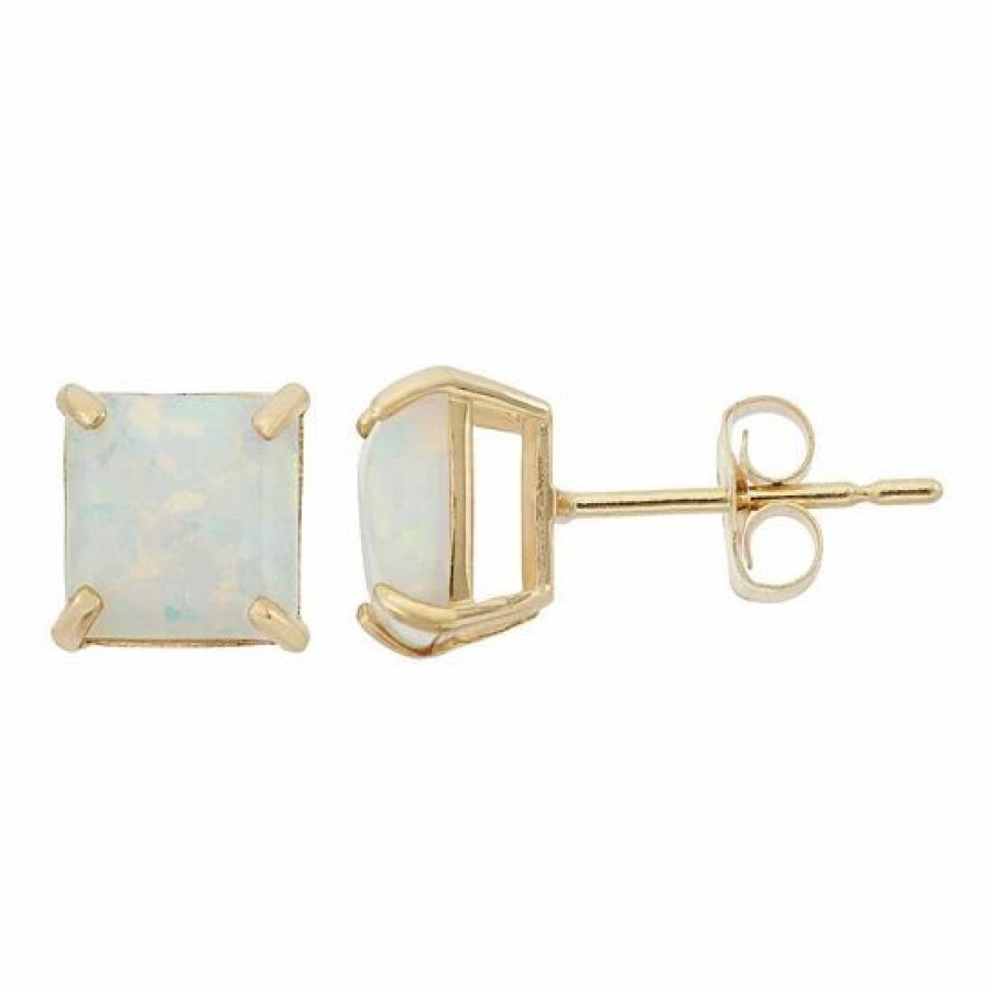 * Designs By Gioelli Lab-Created Opal 10K Gold Stud Earrings | Jewelry