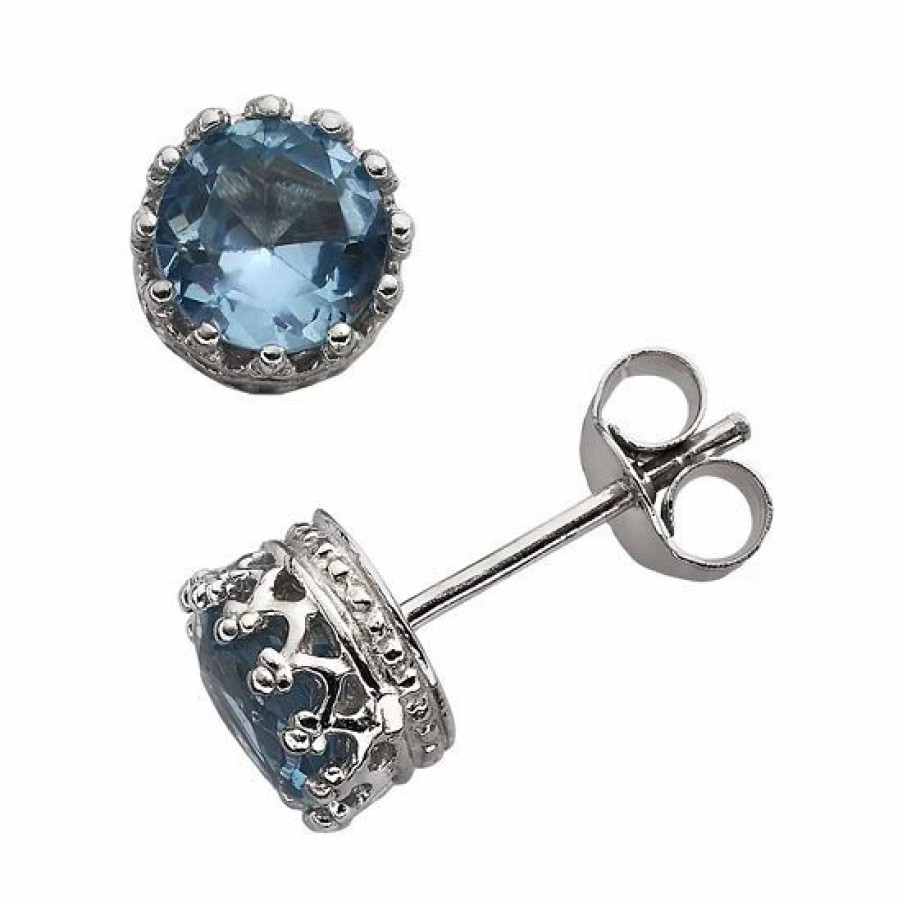 * Designs By Gioelli Sterling Silver Lab-Created Aquamarine Stud Earrings | Jewelry