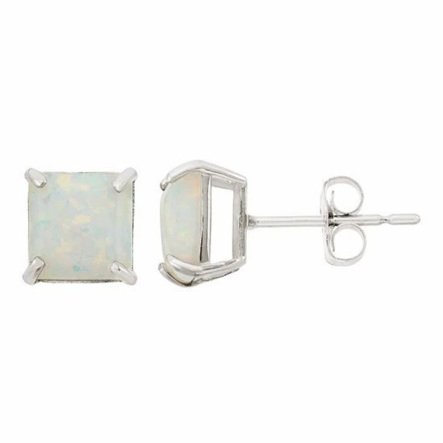 * Designs By Gioelli Lab-Created Opal 10K White Gold Stud Earrings | Jewelry