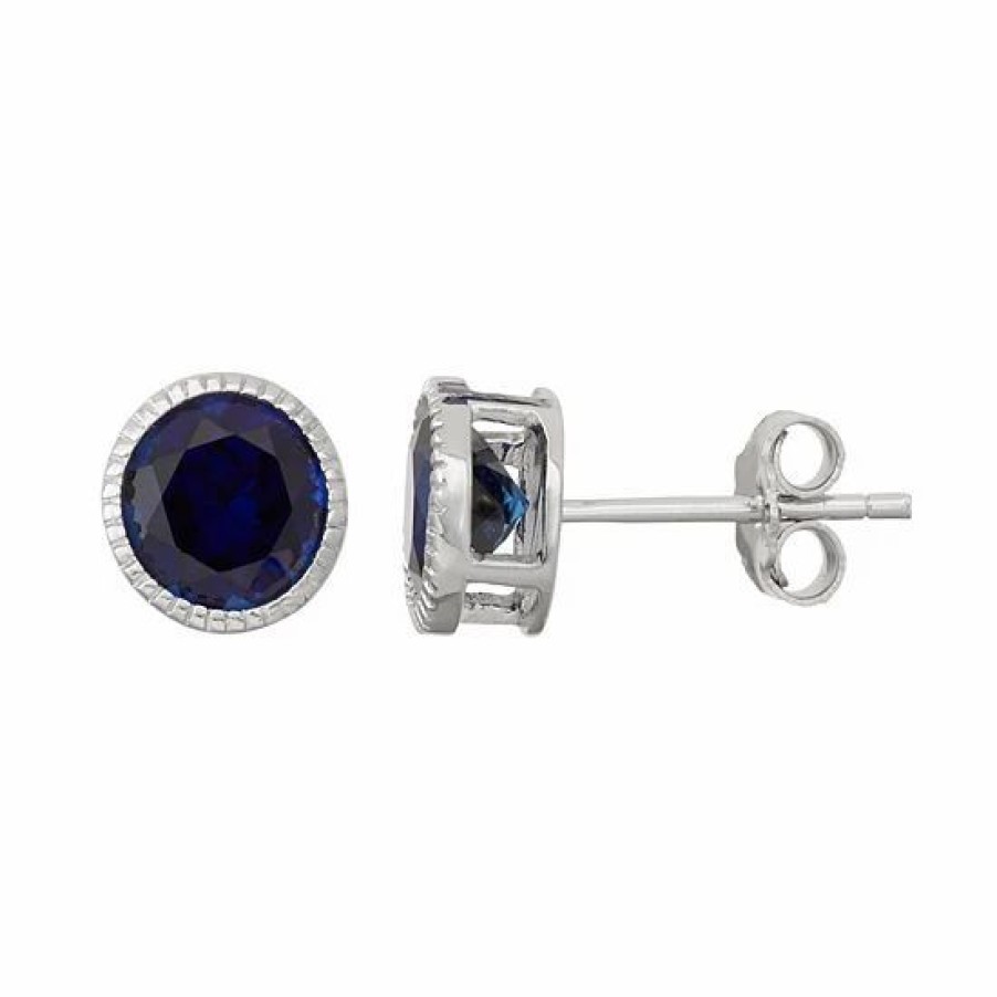 * Designs By Gioelli Sterling Silver Lab-Created Sapphire Stud Earrings | Jewelry