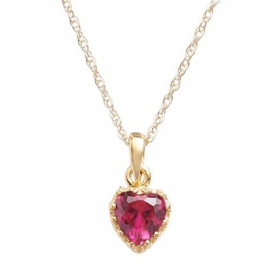 * Designs By Gioelli 14K Gold Over Silver Lab-Created Ruby Heart Crown Pendant | Jewelry