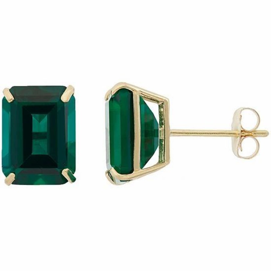 * Designs By Gioelli 10K Gold Lab-Created Emerald Cut Solitaire Stud Earrings | Jewelry