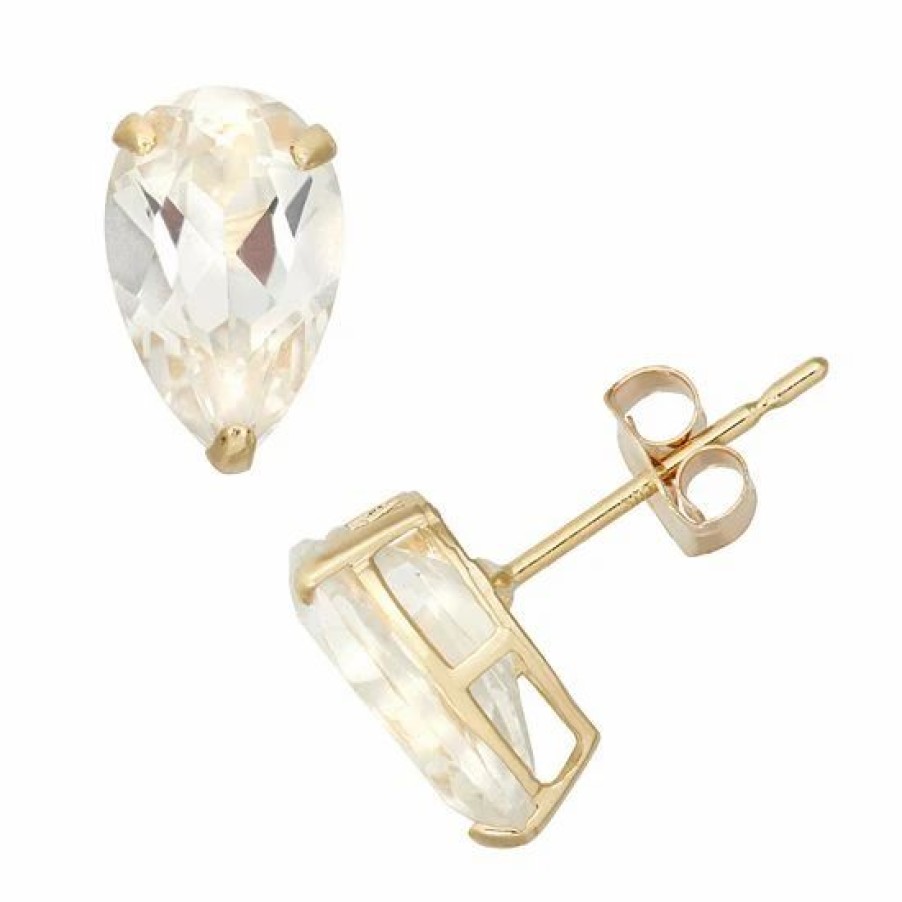 * Designs By Gioelli Lab-Created White Sapphire 10K Gold Teardrop Stud Earrings | Jewelry