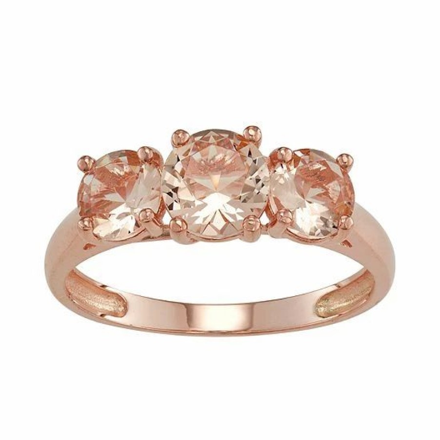 * Designs By Gioelli 10K Rose Gold Simulated Morganite 3-Stone Ring | Jewelry