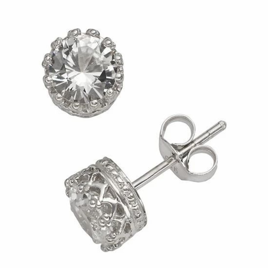 * Designs By Gioelli Sterling Silver Lab-Created White Sapphire Stud Earrings | Jewelry