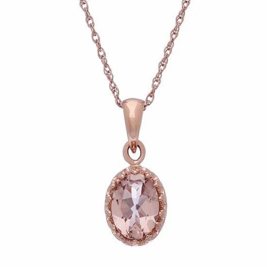 * Designs By Gioelli 14K Rose Gold Over Silver Simulated Morganite Oval Pendant | Jewelry