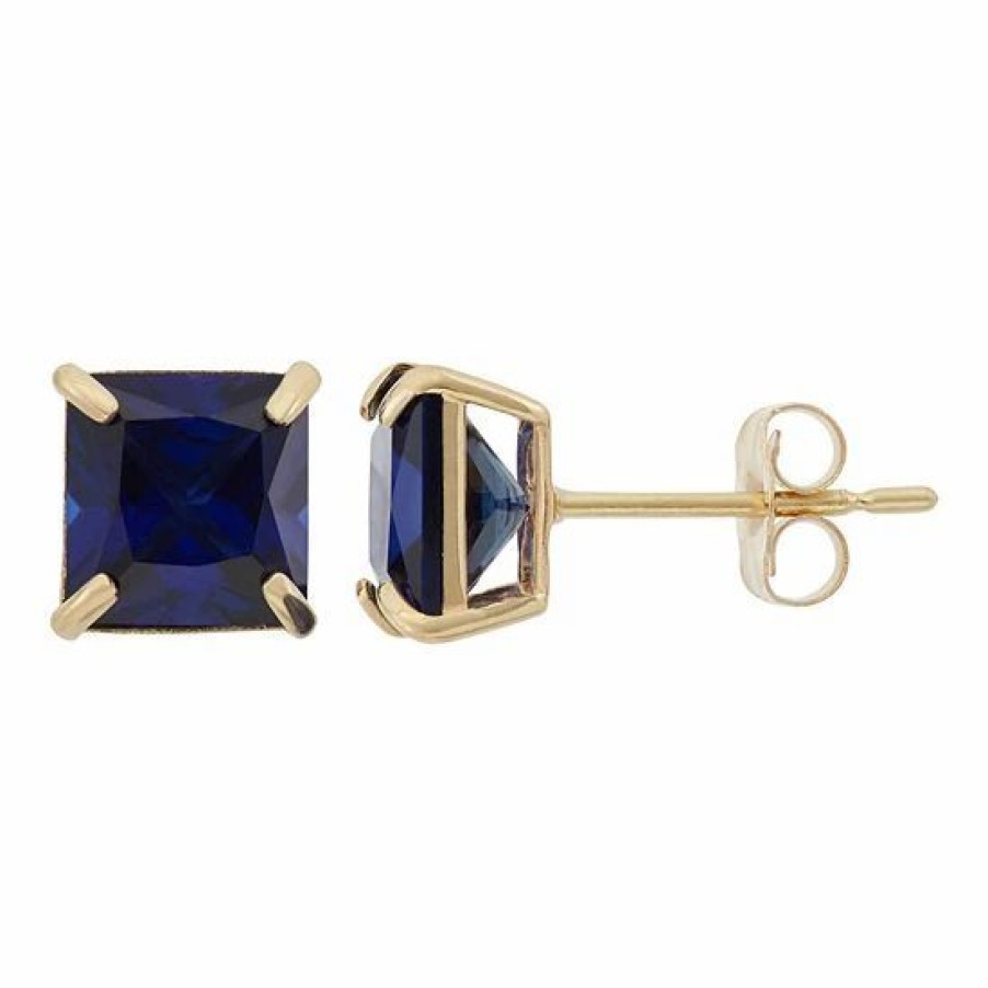 * Designs By Gioelli Lab-Created Sapphire 10K Gold Stud Earrings | Jewelry