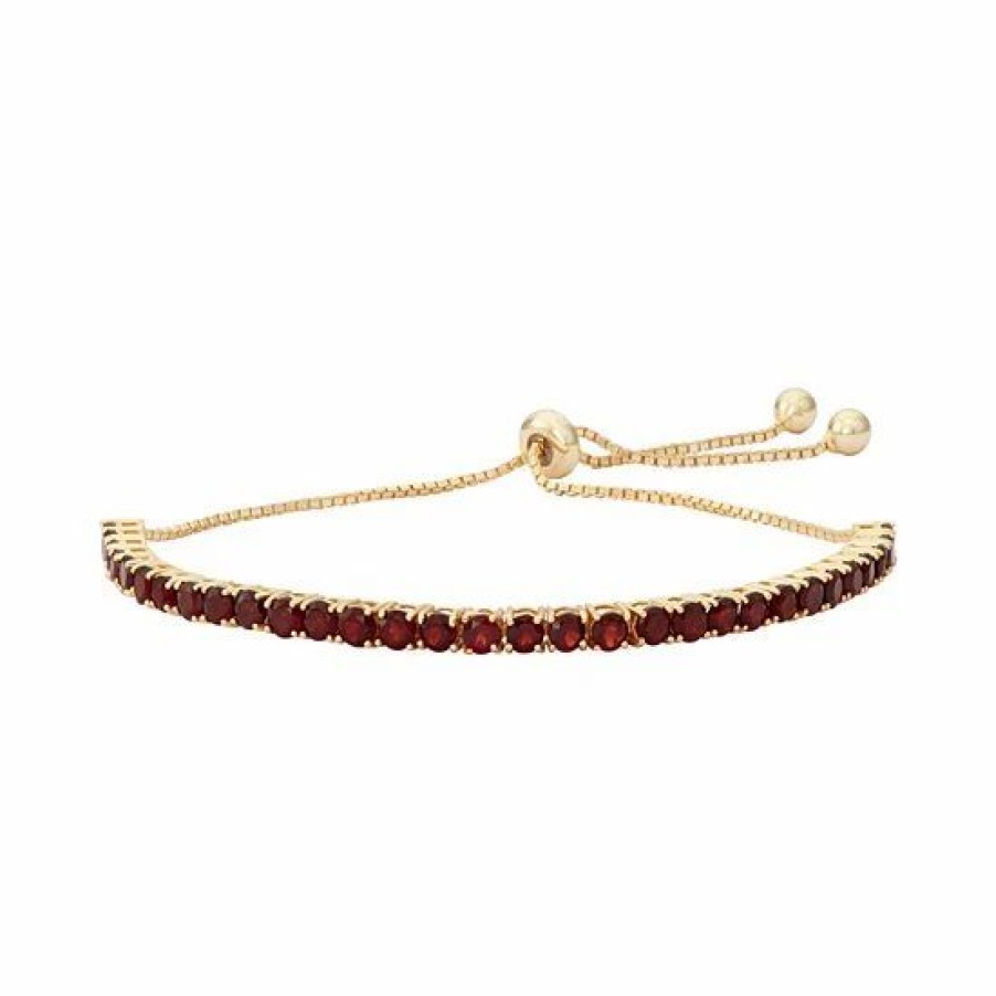 * Designs By Gioelli 14K Gold Over Silver Garnet Lariat Bracelet | Jewelry