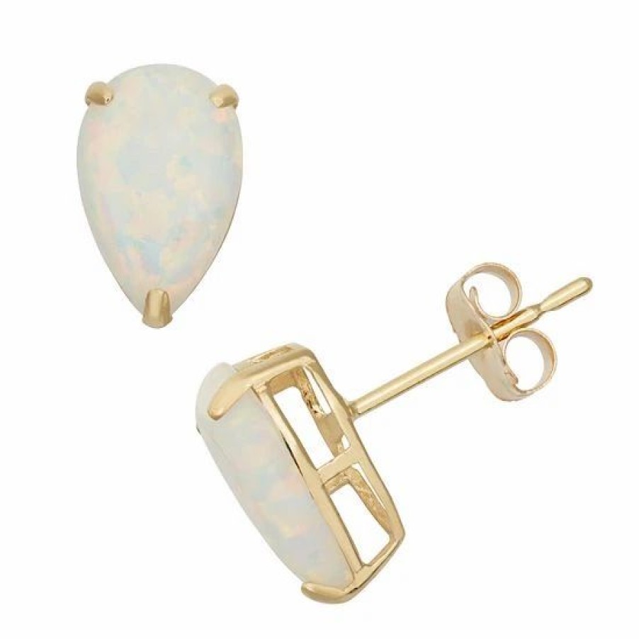 * Designs By Gioelli Lab-Created Opal 10K Gold Teardrop Stud Earrings | Jewelry