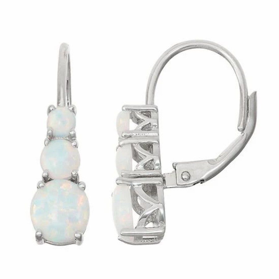 * Designs By Gioelli Sterling Silver Lab-Created Opal Graduated Drop Earrings | Jewelry