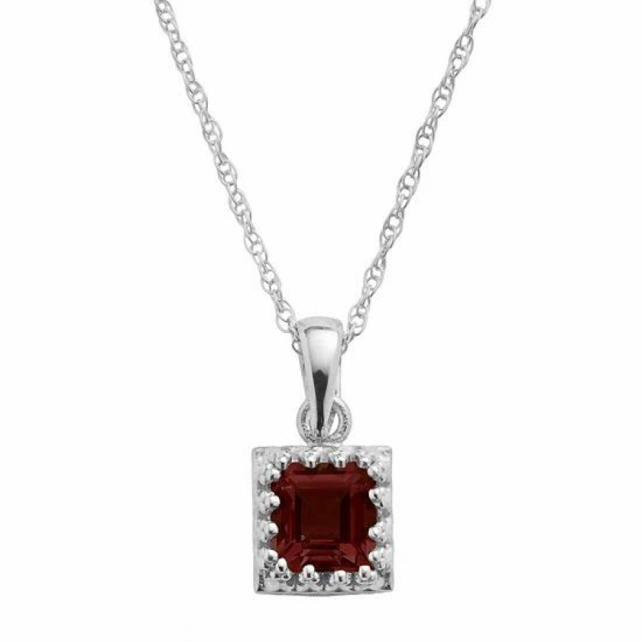 * Designs By Gioelli Sterling Silver Garnet Square Pendant | Jewelry