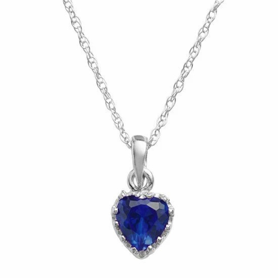 * Designs By Gioelli Sterling Silver Lab-Created Sapphire Heart Crown Pendant | Jewelry