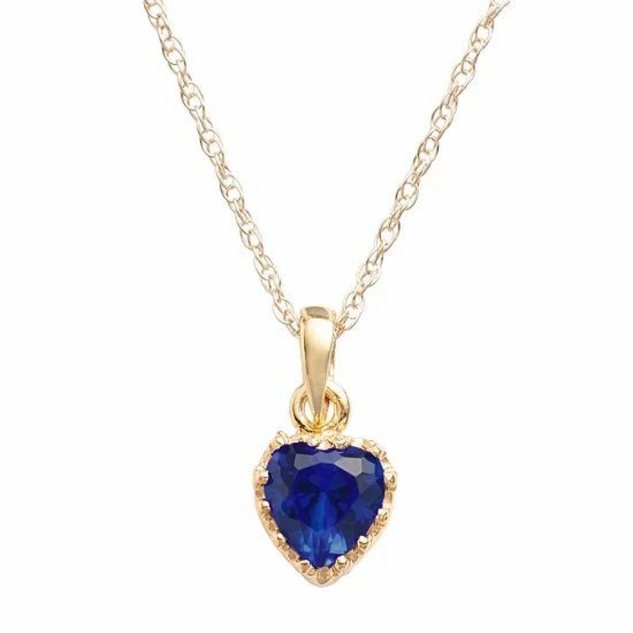 * Designs By Gioelli 14K Gold Over Silver Lab-Created Sapphire Heart Crown Pendant | Jewelry