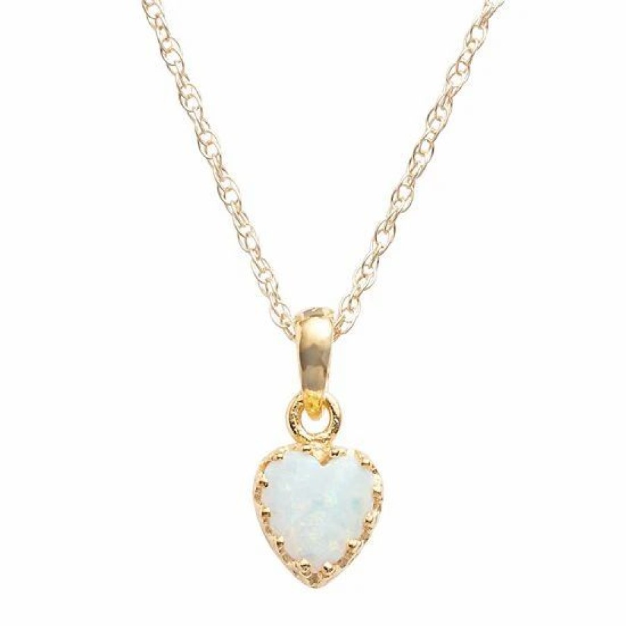 * Designs By Gioelli 14K Gold Over Silver Lab-Created Opal Heart Crown Pendant | Jewelry