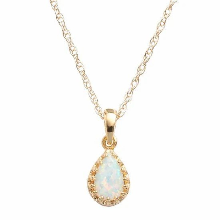 * Designs By Gioelli 14K Gold Over Silver Lab-Created Opal Teardrop Pendant | Jewelry