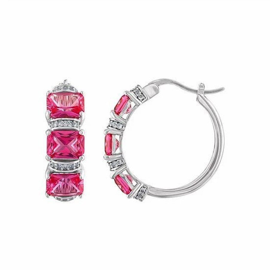 * Designs By Gioelli Sterling Silver Gemstone Hoop Earrings | Jewelry