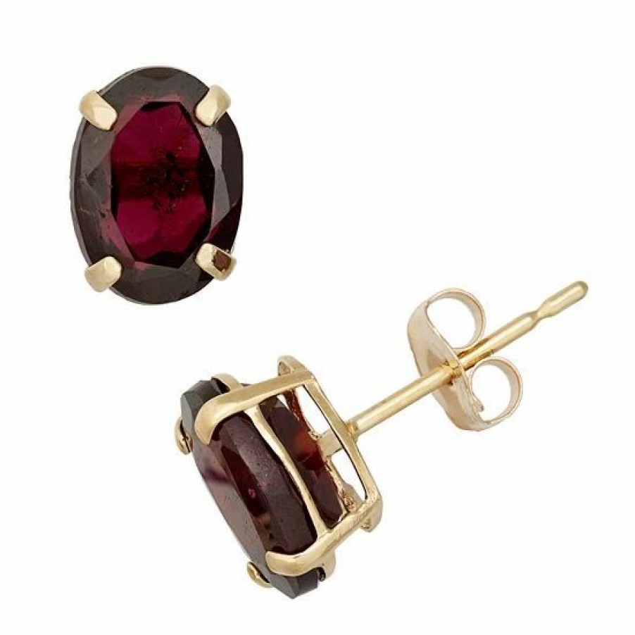 * Designs By Gioelli Garnet 10K Gold Oval Stud Earrings | Jewelry