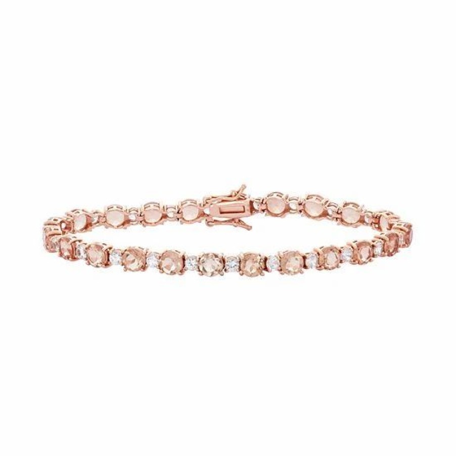 * Designs By Gioelli 14K Rose Gold Over Silver Simulated Morganite & Lab-Created White Sapphire Tennis Bracelet | Jewelry