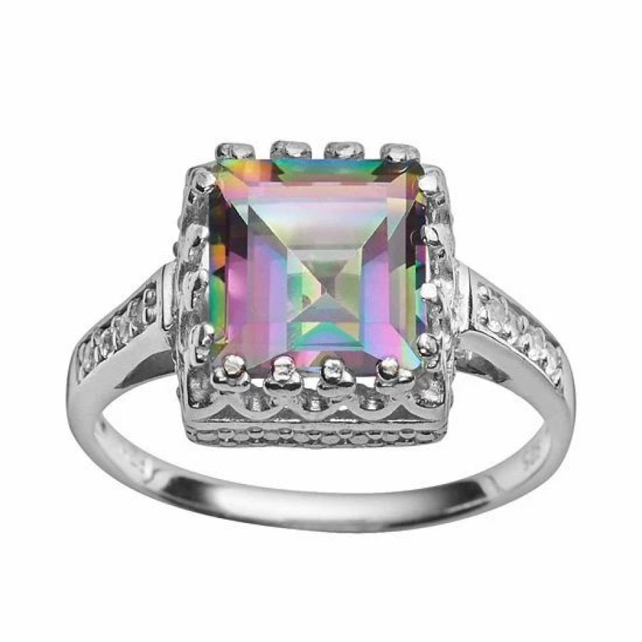 * Designs By Gioelli Sterling Silver Rainbow Quartz And Lab-Created White Sapphire Crown Ring | Jewelry