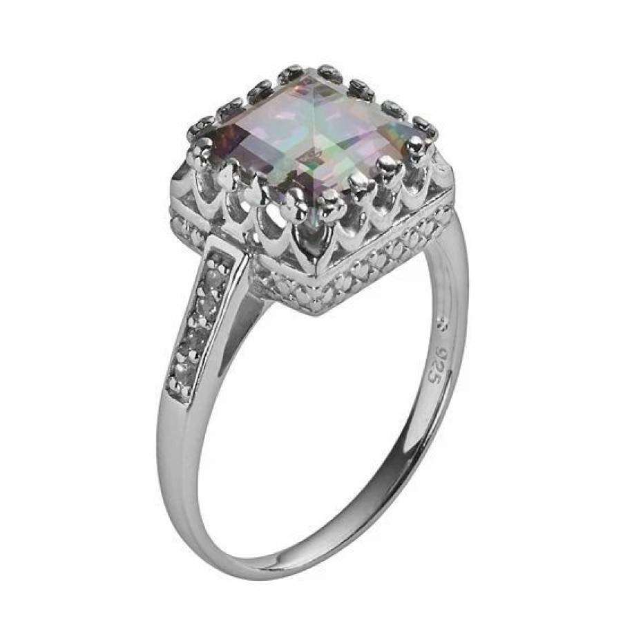 * Designs By Gioelli Sterling Silver Rainbow Quartz And Lab-Created White Sapphire Crown Ring | Jewelry