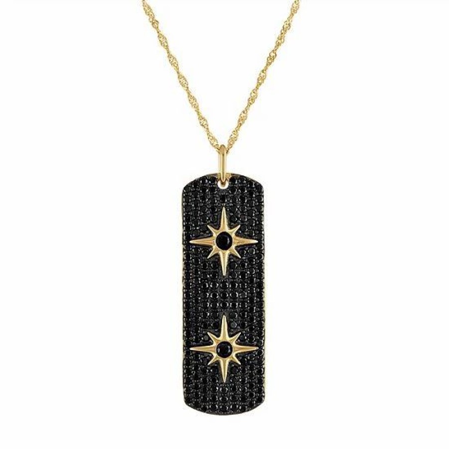 * Designs By Gioelli 14K Gold Over Silver Black Spinel Pendant Necklace | Jewelry