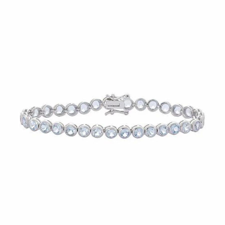 * Designs By Gioelli Sterling Silver Lab-Created Aquamarine Tennis Bracelet | Jewelry