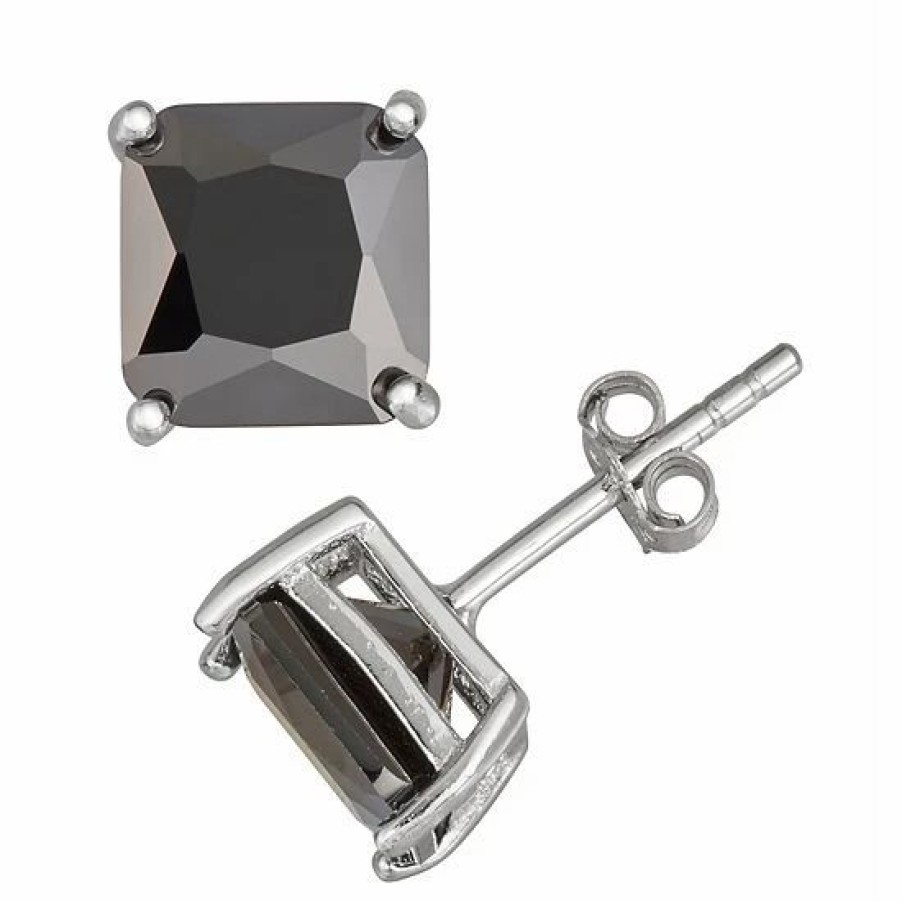 * Designs By Gioelli Men'S Sterling Silver Black Cubic Zirconia Square Stud Earrings | Jewelry