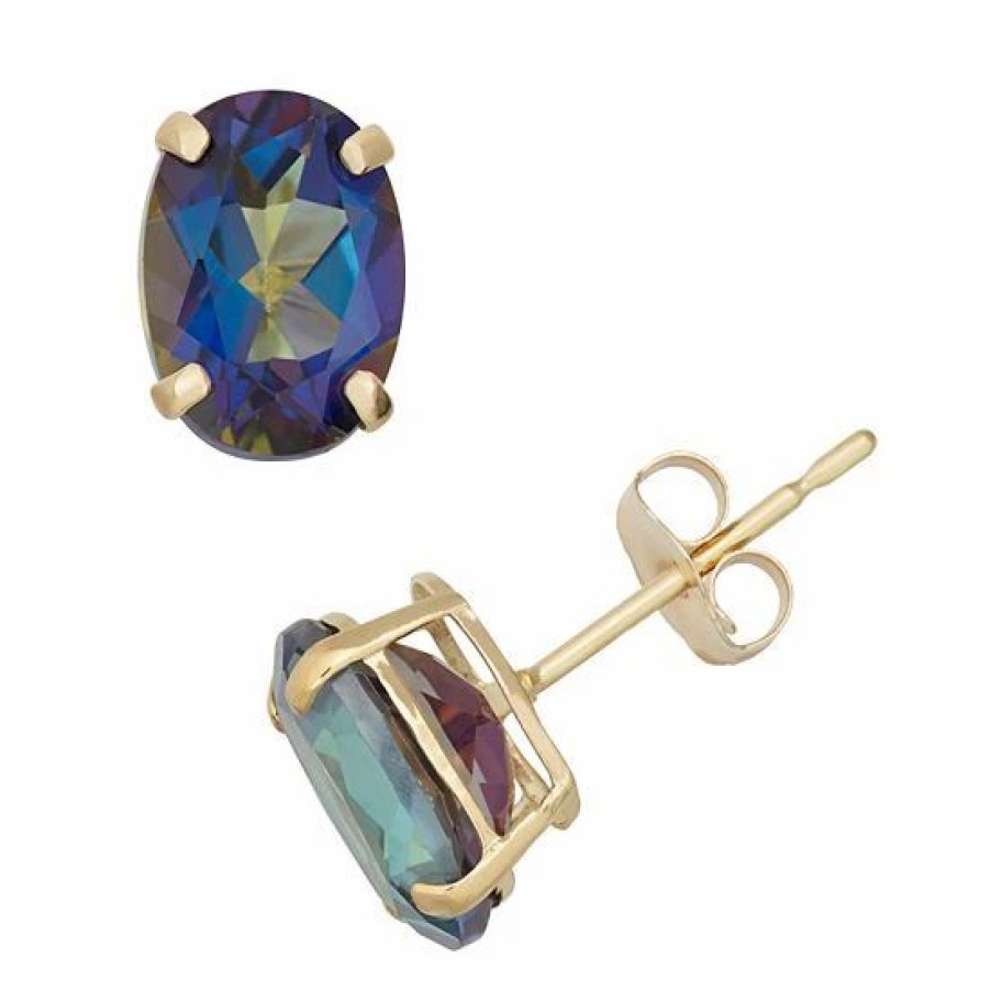 * Designs By Gioelli Mystic Topaz 10K Gold Oval Stud Earrings | Jewelry