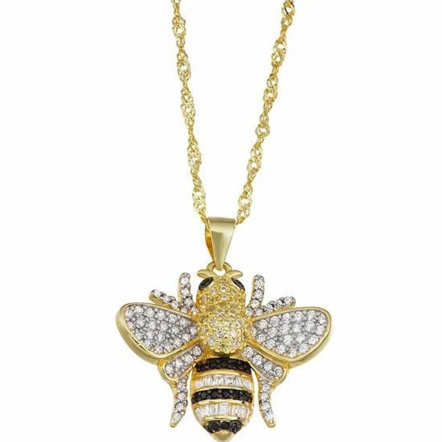 * Designs By Gioelli 14K Gold Over Silver Lab-Created White Sapphire Bee Pendant Necklace | Jewelry