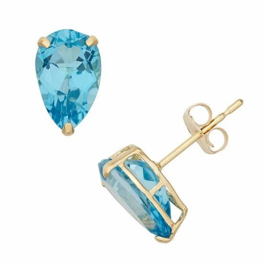 * Designs By Gioelli Swiss Blue Topaz 10K Gold Teardrop Stud Earrings | Jewelry