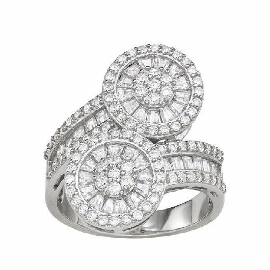 * Designs By Gioelli Sterling Silver Cubic Zirconia Dual Halo Bypass Ring | Jewelry