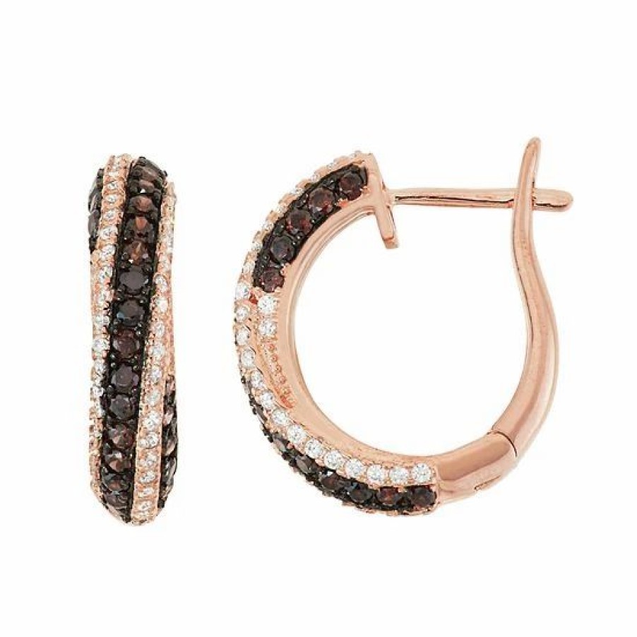 * Designs By Gioelli 14K Rose Gold Over Silver Cubic Zirconia Hoop Earrings | Jewelry