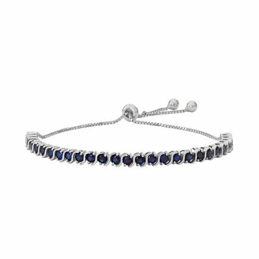 * Designs By Gioelli Sterling Silver Lab-Created Sapphire S-Link Lariat Bracelet | Jewelry